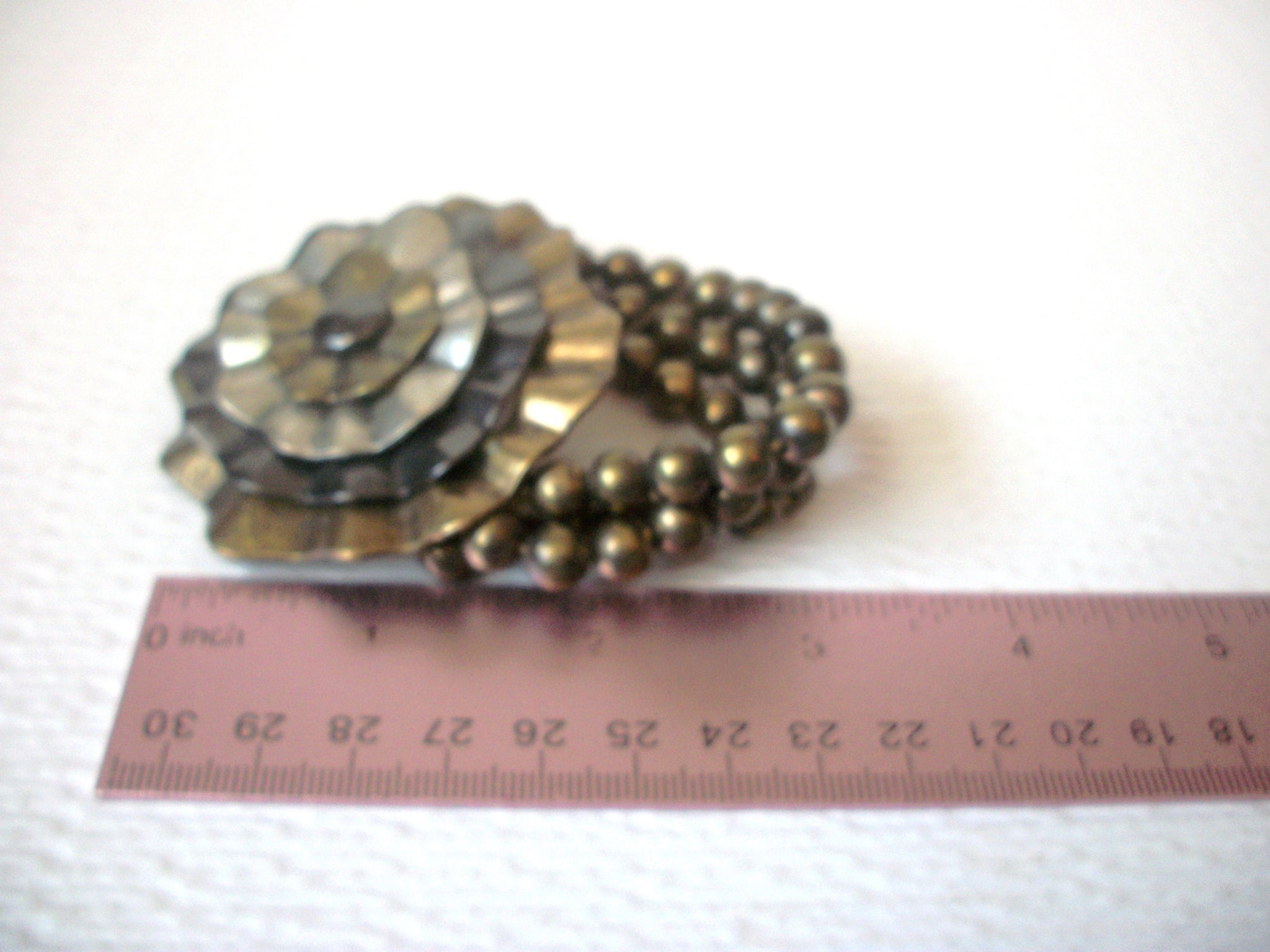 Vintage Distressed Oxidized Metal Flower Bracelet 111620