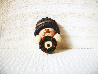 Vintage Hand Painted Snowman Brooch 50820