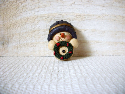 Vintage Hand Painted Snowman Brooch 50820