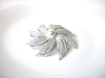 Vintage SARAH Cov Faux Pearl Pinwheel Brooch Pin 111720