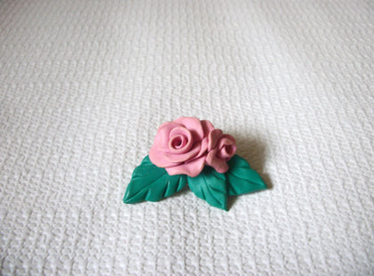 Vintage Flexible Fimo Rose Brooch 50820