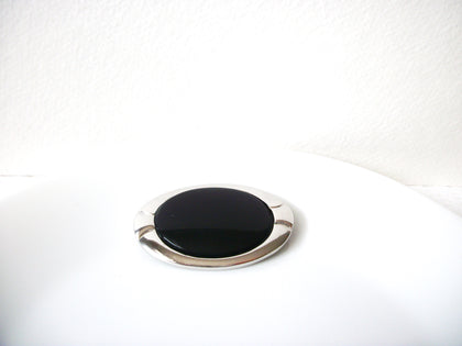 Vintage Larger NAPIER Silver Black Brooch Pin 111620