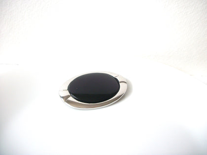 Vintage Larger NAPIER Silver Black Brooch Pin 111620