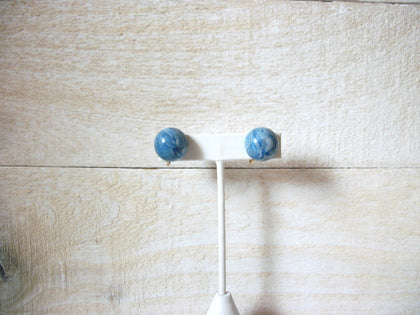 Vintage Blue Marbleized Bakelite Earrings 50820