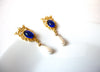 Retro Royal Blue Faux Pearl Earrings 111720