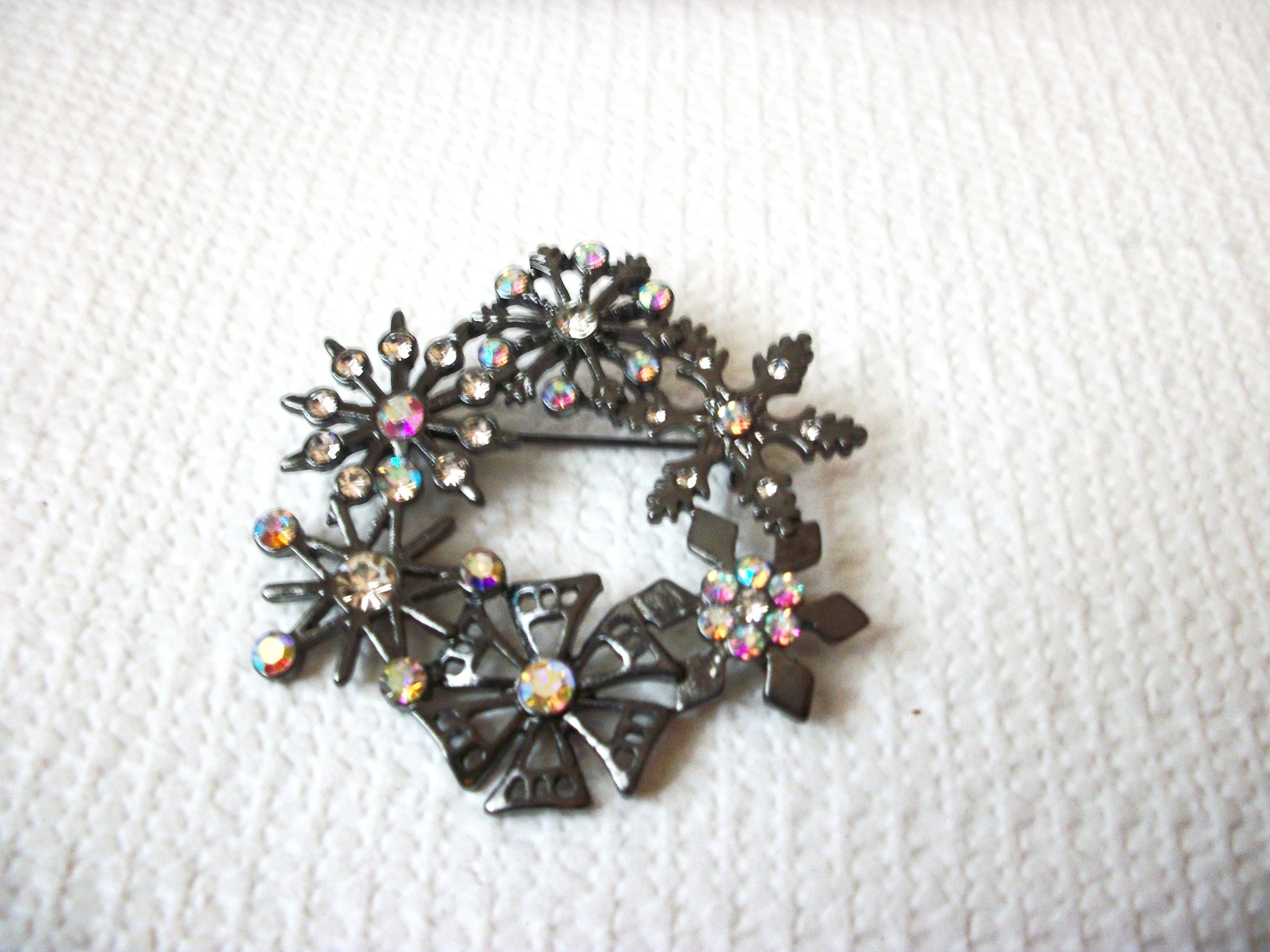 French AB Crystals Snowflake Floral Brooch Pin 83116