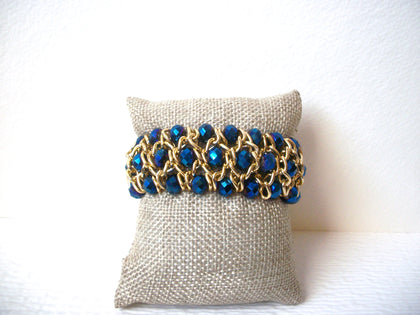 Retro Gold Blue Czech Glass Bracelet 111720