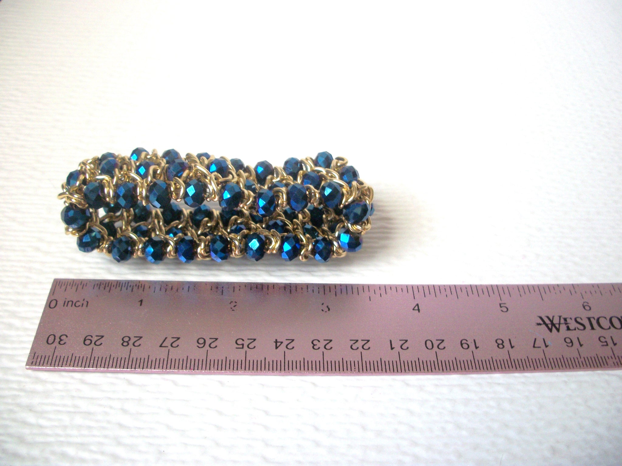 Retro Gold Blue Czech Glass Bracelet 111720
