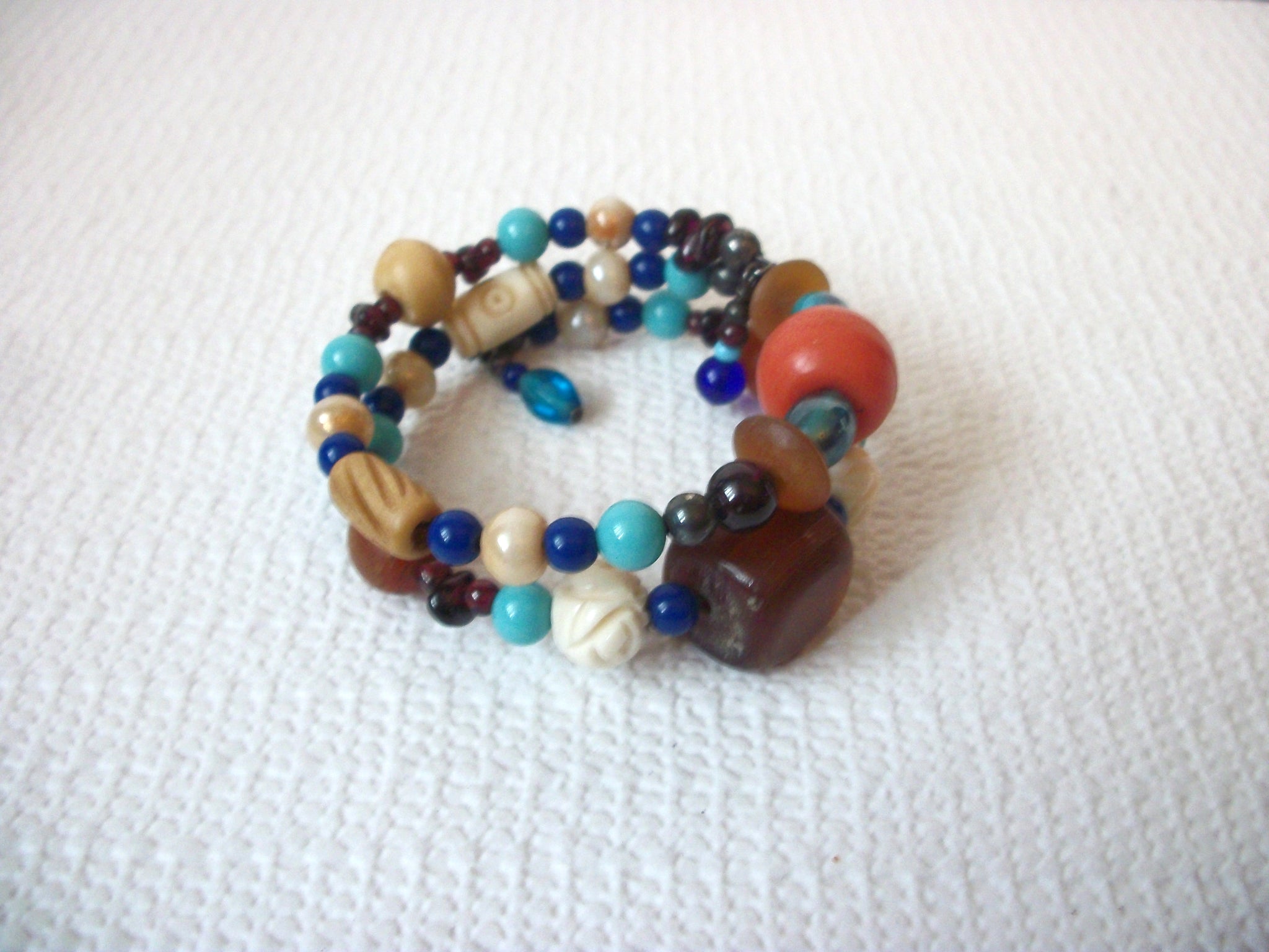 Bohemian Memory Wire Glass Beads Bracelet 83116