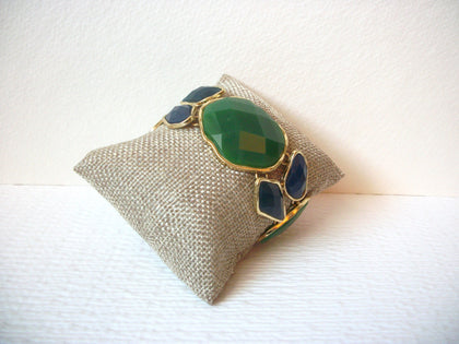 Retro Gold Blue Green Statement Bracelet 111820