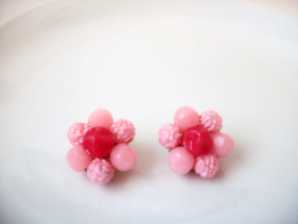Designer Pink Cluster Earrings 10416 Stamped WEST GERMANY