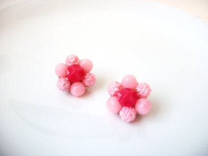 Designer Pink Cluster Earrings 10416 Stamped WEST GERMANY