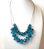 Retro Blue Czech Glass Necklace 111920