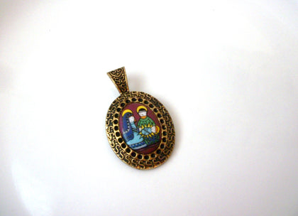 German Limoge Stone Pendant 10416