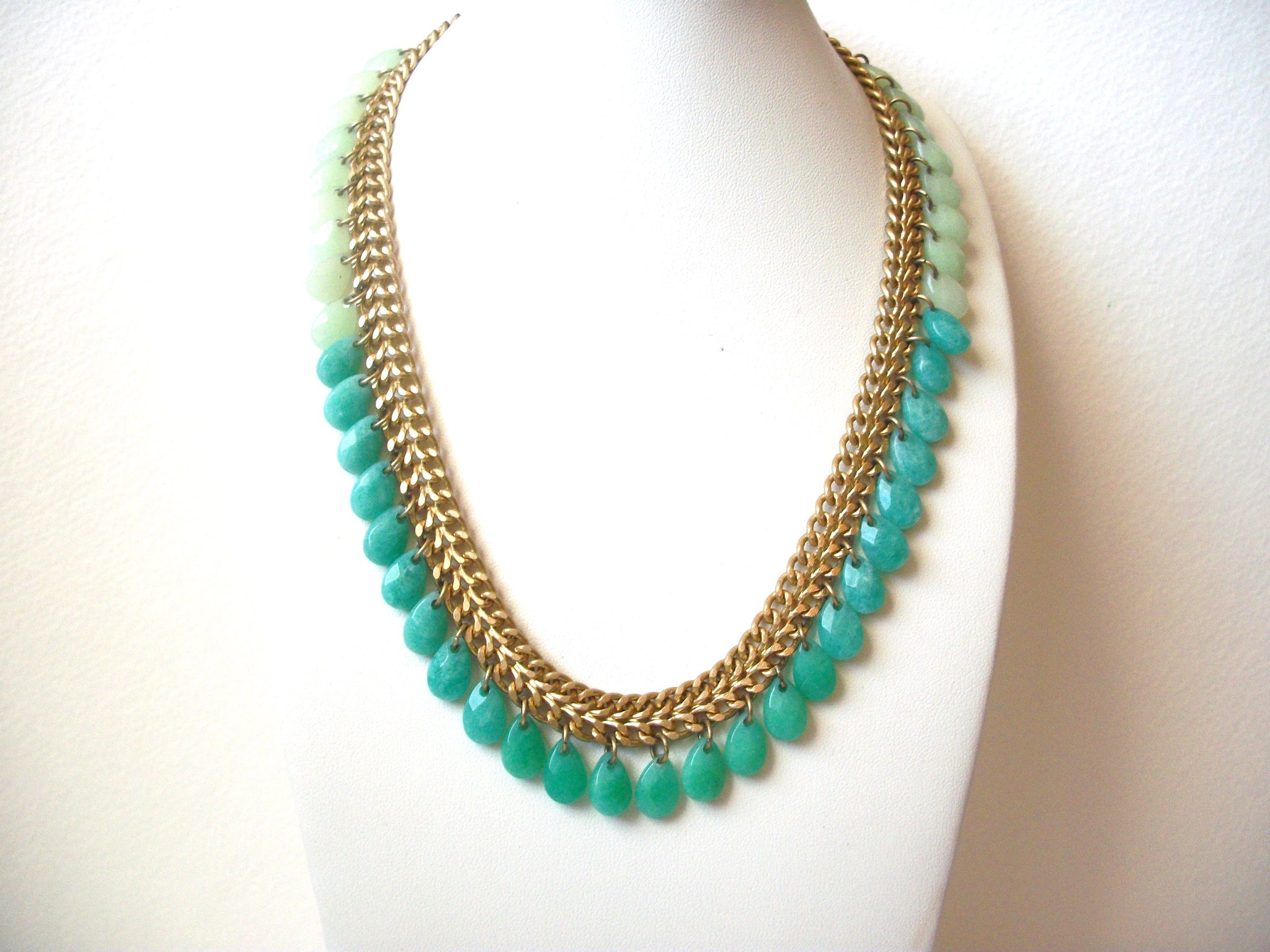 Vintage 1950s Mint Teal Green Statement Necklace 111920