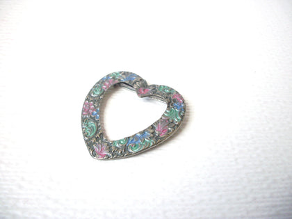 Vintage Distressed Metal Heart Brooch Pin 111920