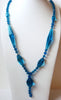 Vintage 1950s Blue Glass Tassel Necklace 111820