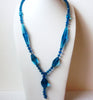 Vintage 1950s Blue Glass Tassel Necklace 111820