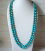 Vintage Turquoise Blue 1970s Glass Pearl Necklace 51220