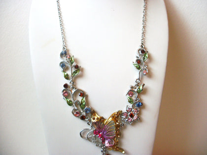 Retro Butterfly Rhinestone Crystal Necklace 111820