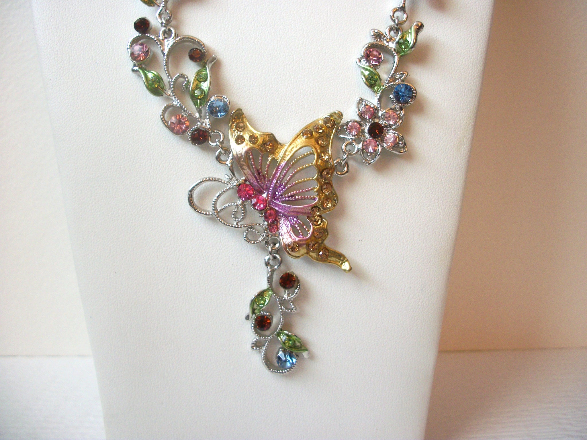 Retro Butterfly Rhinestone Crystal Necklace 111820