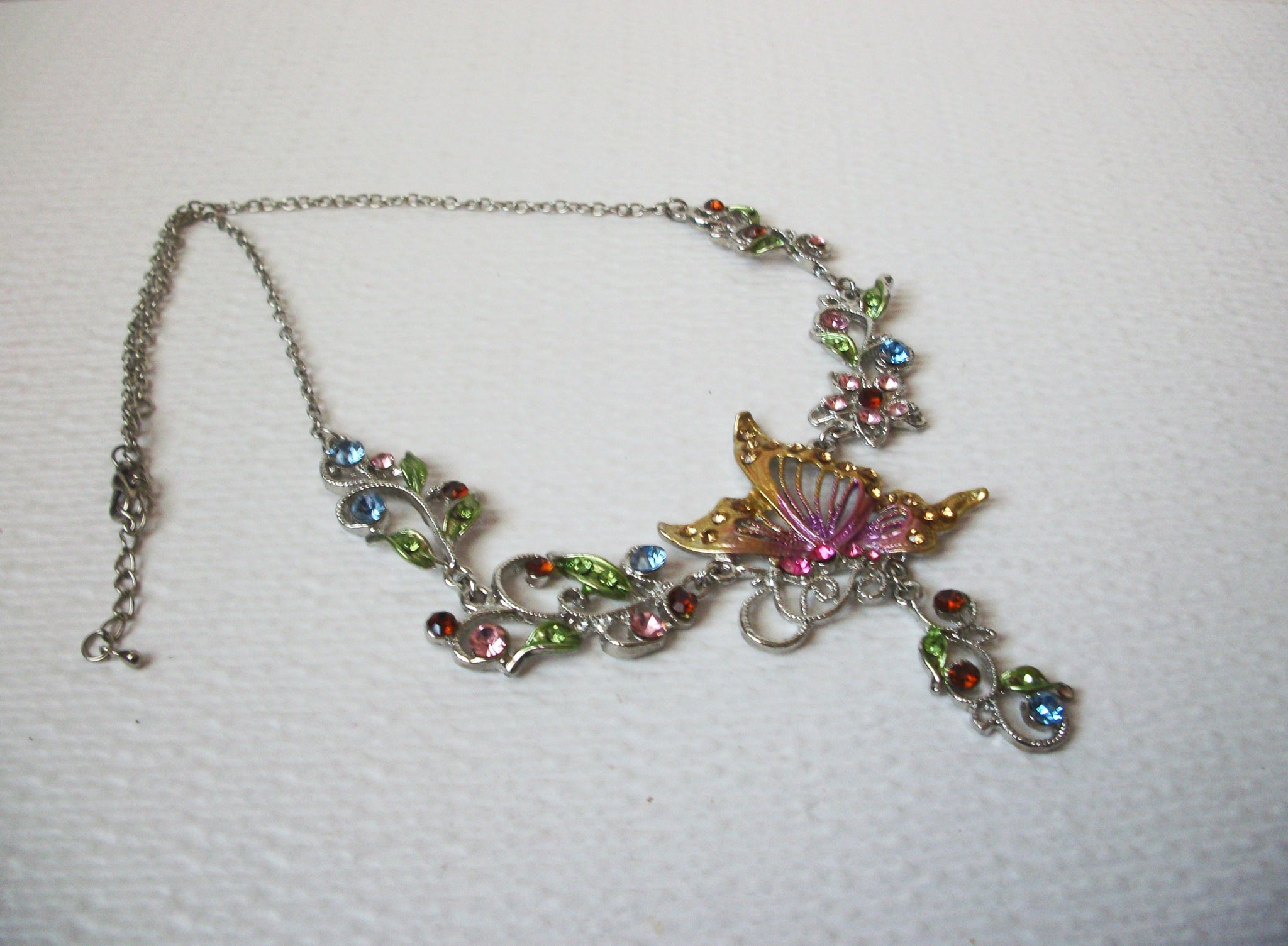 Retro Butterfly Rhinestone Crystal Necklace 111820