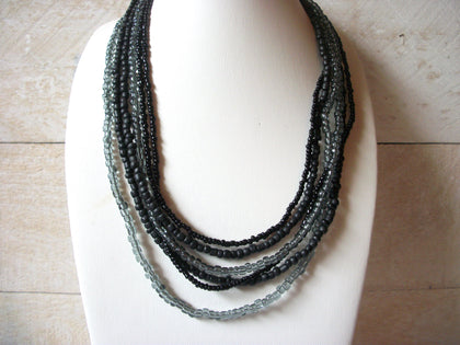 Retro Gray Black Glass Beads Necklace 51320