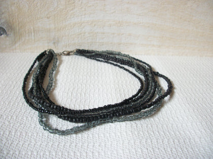 Retro Gray Black Glass Beads Necklace 51320