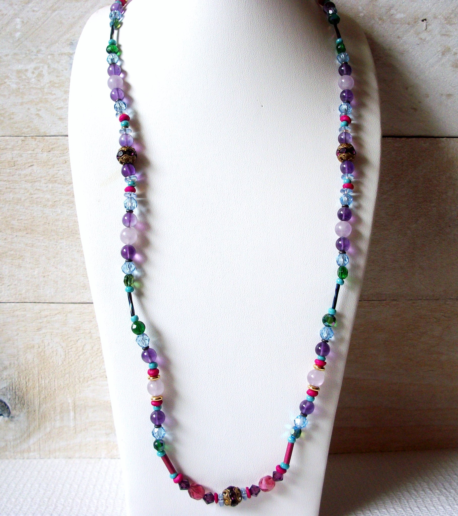 Retro Colorful Glass Necklace 51420