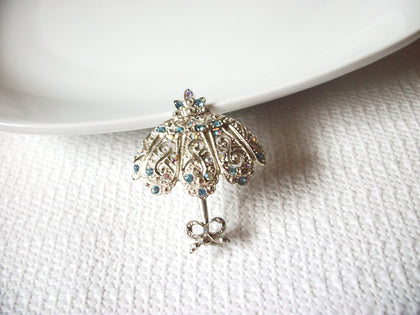 Vintage Aurora Borelias Crystals Umbrella Brooch 10416