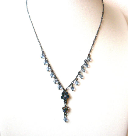 Vintage Victorian Inspired Designer Blue Rhinestone Necklace 112020