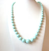 Retro Light Aqua Old Plastic Necklace 111920