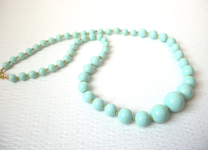 Retro Light Aqua Old Plastic Necklace 111920