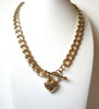 Retro Chunky Gold Toned Links Heart Necklace 112020