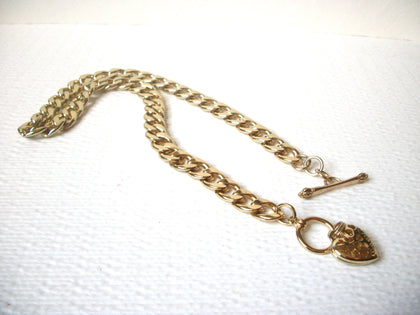 Retro Chunky Gold Toned Links Heart Necklace 112020