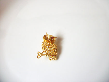 Vintage Owl Brooch, Rhinestones Owl Pin Brooch 8316