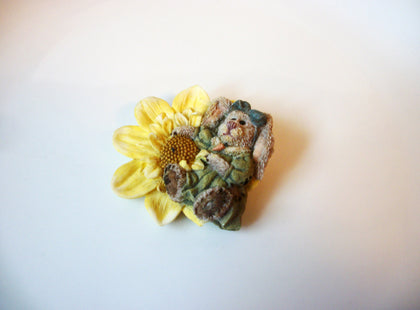 Vintage Sun Flower Brooch, Bunny Carrot Brooch Pin 8316