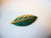 Vintage Hand Painted Leaf Brooch, Ceramic Stamped Pin 8316