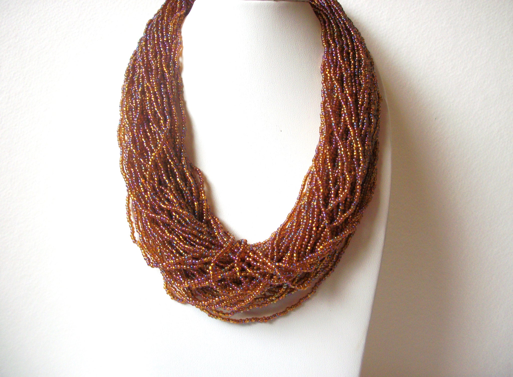 Vintage Gold Amber Toned Glass Seed Beads Necklace 112020