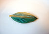 Vintage Hand Painted Leaf Brooch, Ceramic Stamped Pin 8316