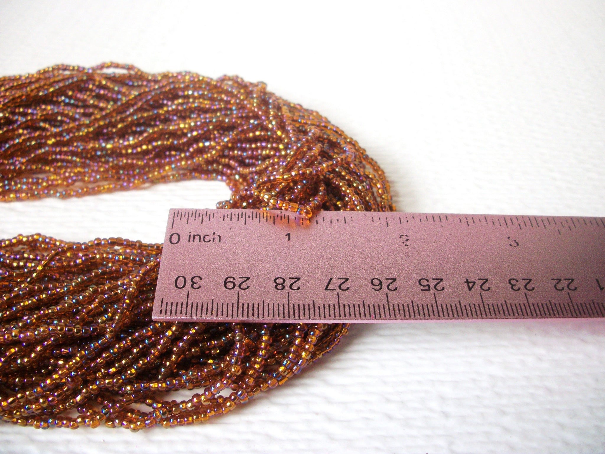 Vintage Gold Amber Toned Glass Seed Beads Necklace 112020