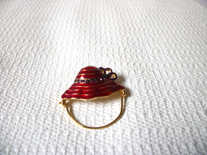 Vintage Red Hat Brooch 51520