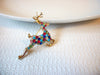 AVON Vintage Colorful Christmas Brooch, Reindeer Rhinestones Pin 8316