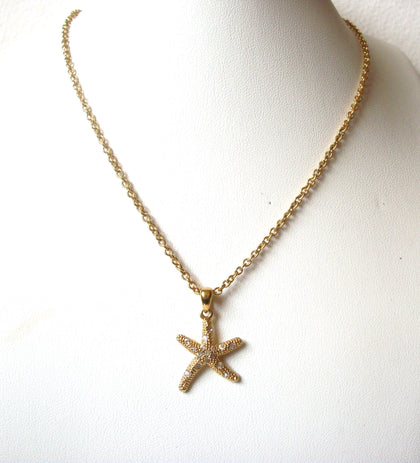 Retro Rhinestone Starfish Necklace 112020