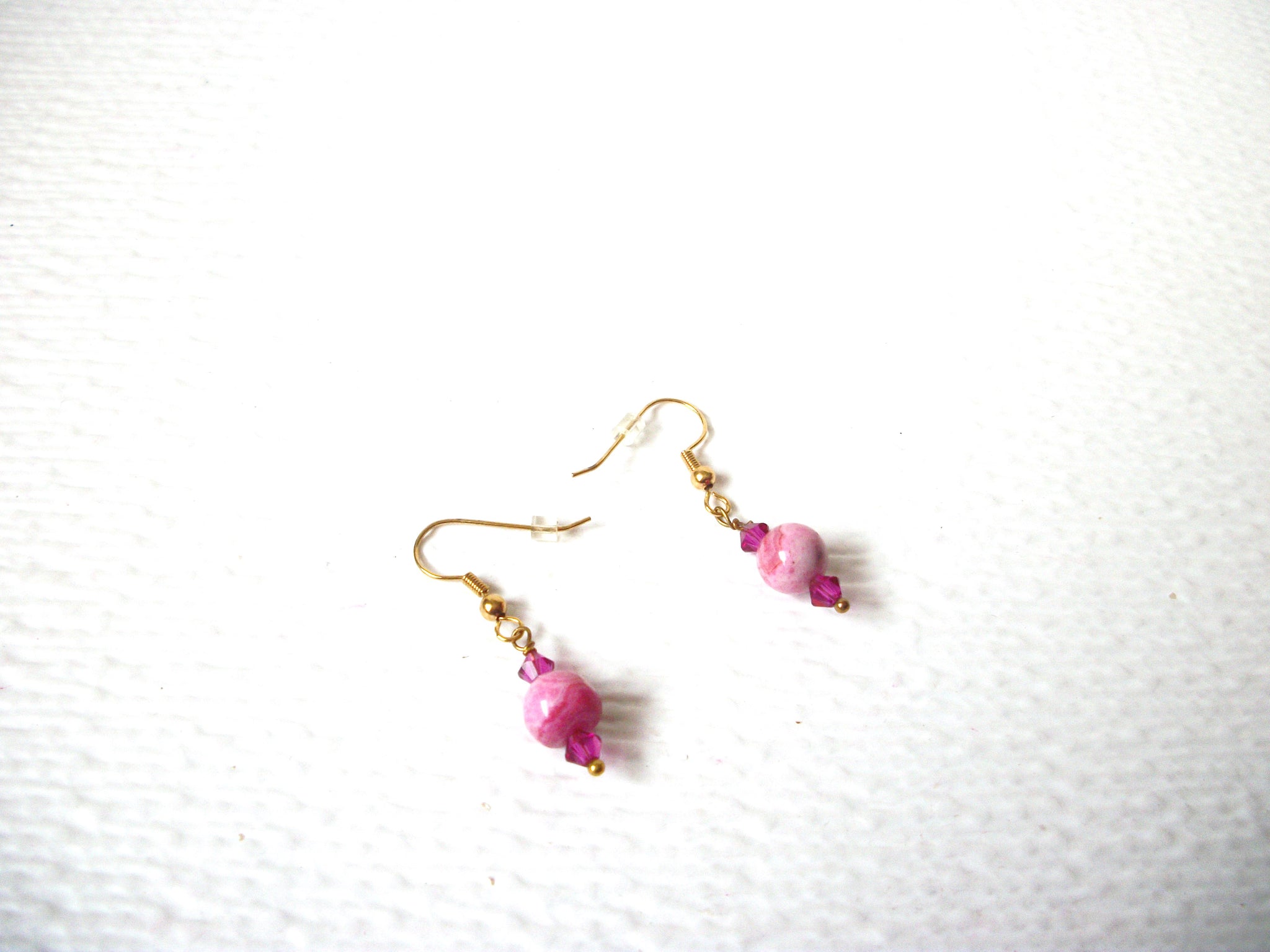 Retro Rose Fuchsia Glass Earrings 112120