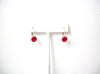 Retro Silver Toned Red Rhinestone Earrings 112120