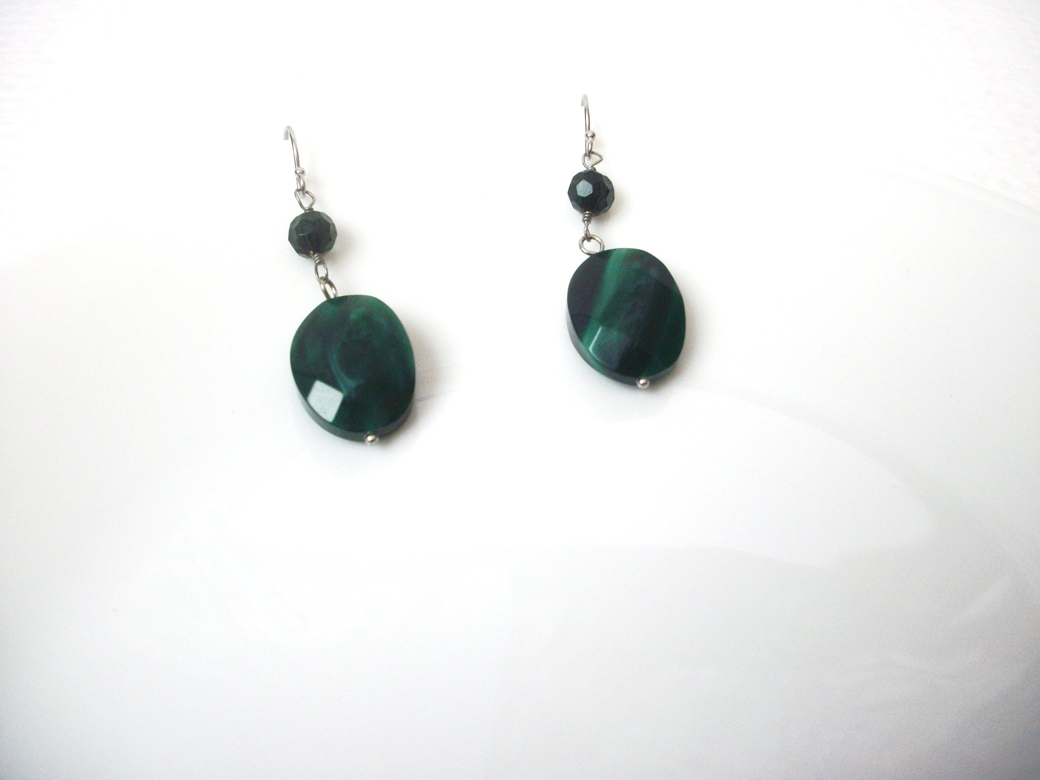 Retro Green Black Dangle Earrings 112120