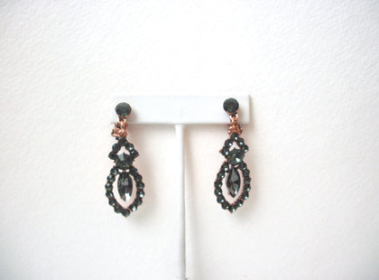 Vintage Dark Green Rhinestone Earrings 112120