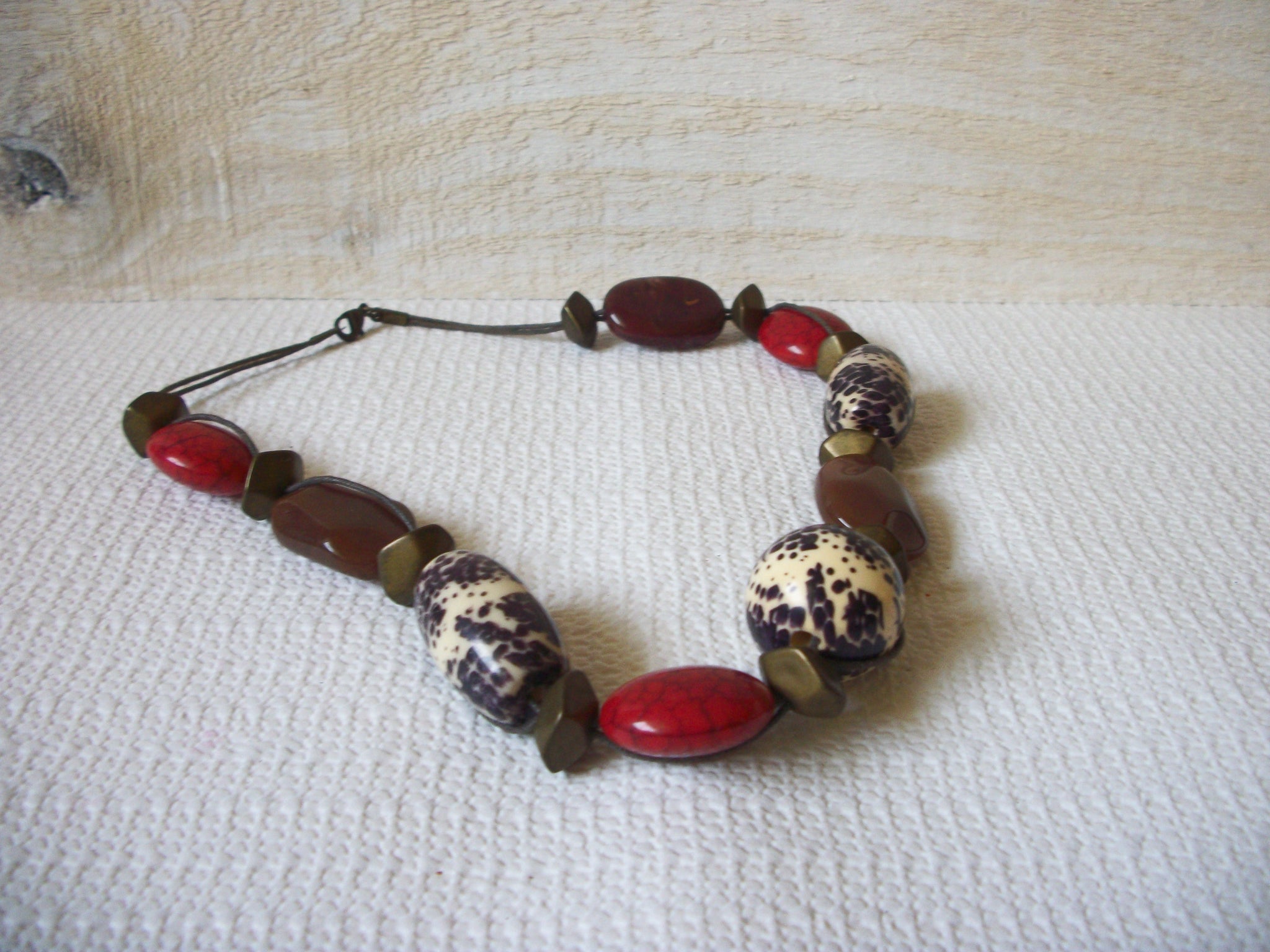 Bohemian Distressed Leather Beads Necklace 51720