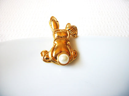 Vintage Bunny Brooch Pin 8316 Faux Pearl